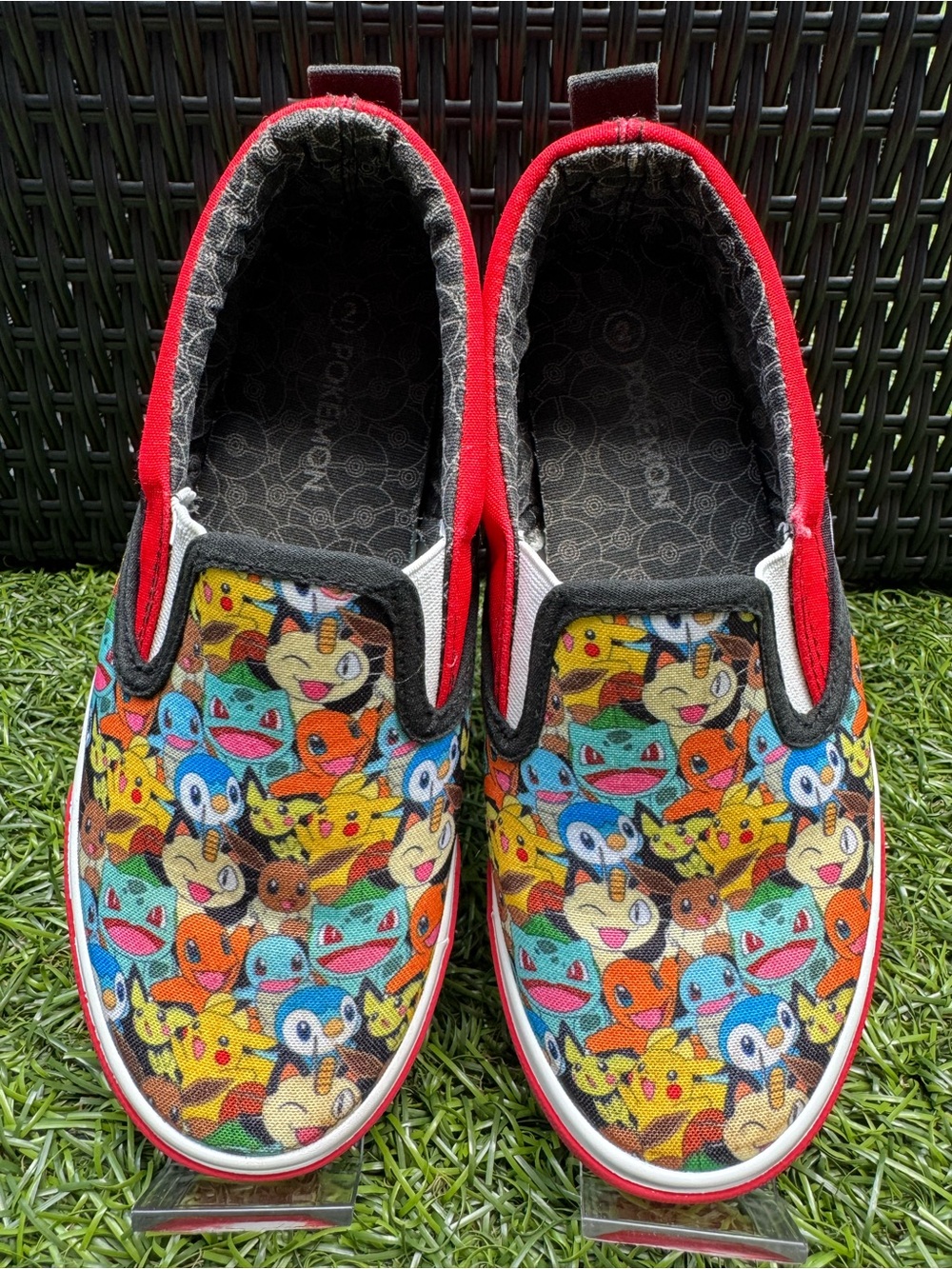 Pokemon Ground Up Slip On Canvas Shoes Youth Size 2 Pikachu Pokeball EUC - Picture 4 of 12